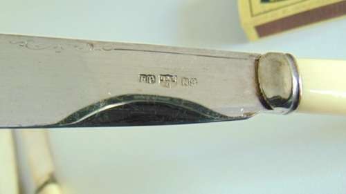 Set of 6 EPNS fish knives and forks with bone(like) handles