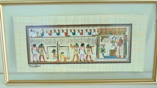 Egyptian papyrus in floating glass frame