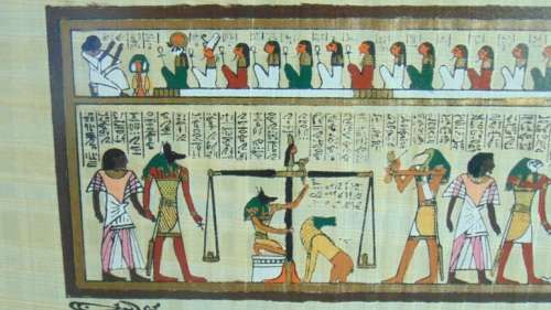 Egyptian papyrus in floating glass frame