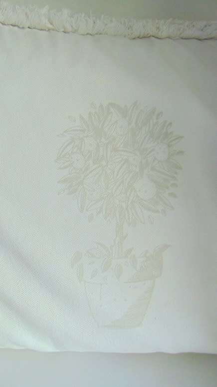 Two Cream Tree Motif Scatter Cushions 44xm x 44cm