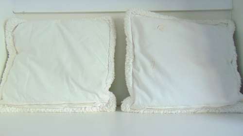 Two Cream Tree Motif Scatter Cushions 44xm x 44cm