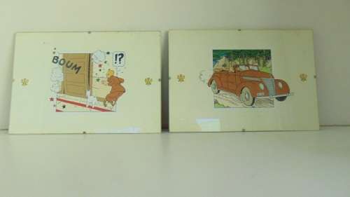 Four TinTin Pictures in Clip Glass Frames 30cm x 21cm