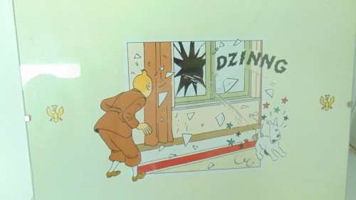 Four TinTin Pictures in Clip Glass Frames 30cm x 21cm