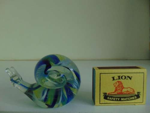 Ngwenya Glass Snail with Blue and Yellow colour swirl