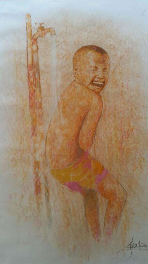 JERRY LION PASTELS ON PAPER UNFRAMED