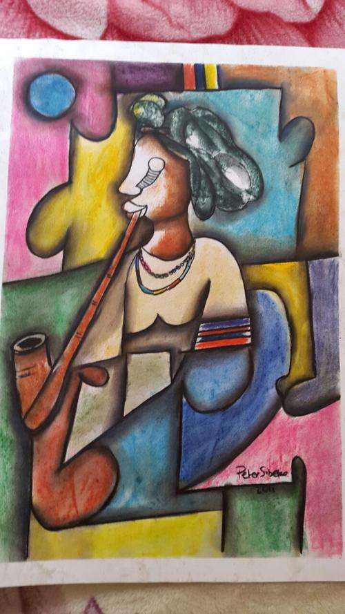 ANOTHER AMAZING PETER SIBEKO PASTELS ON PAPER UNFRAMED.