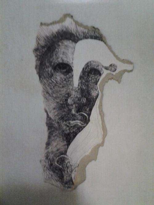 WINSTON SAOLI INK AND PEN ON CARD