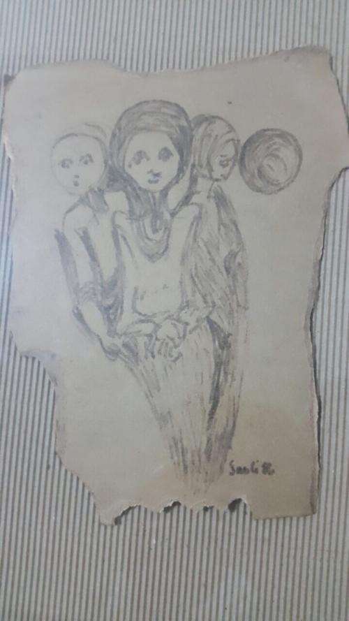 WINSTON SAOLI CHARCOAL ON CARD FRAMED