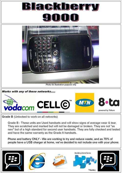 GENUINE Blackberry Bold 9000 -BBM Ready, Internet, email and Unlocked to work on ALL networks