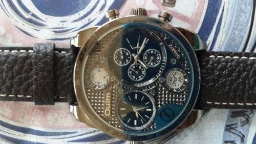 Mens OULM BIG DADDY Collection Leather Band Quartz Analog Wrist Watch #2