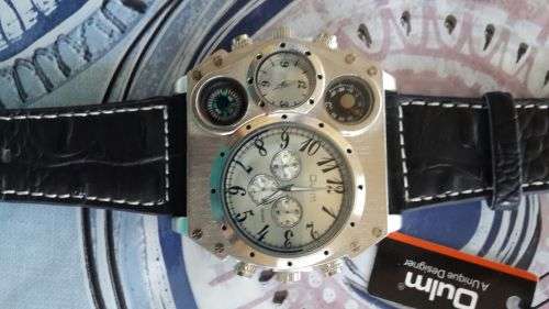 Mens OULM BIG DADDY Collection Leather Band Quartz Analog Wrist Watch #3