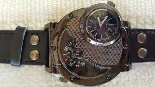 Mens OULM BIG DADDY Collection Leather Band Quartz Analog Wrist Watch