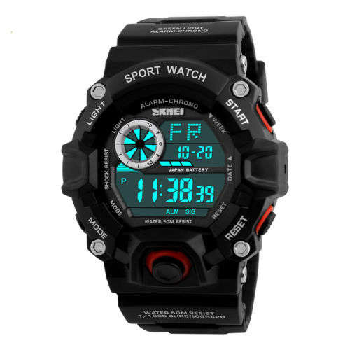 Brand New Mens S-Shock Digital Day Alarm LED 50m Waterproof SHOCK Sport Watch