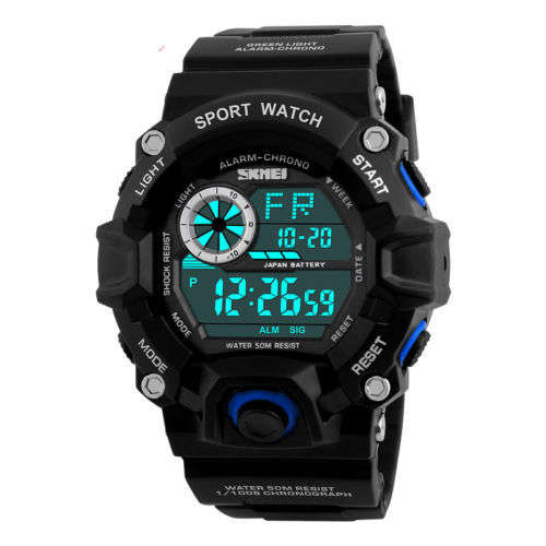 Brand New Mens S-Shock Digital Day Alarm LED 50m Waterproof SHOCK Sport Watch