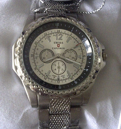Brand New Mens SWISS Explorer watch - Silver face