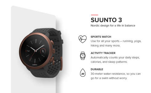 Suunto 3 Fitness Sports Watch - Black