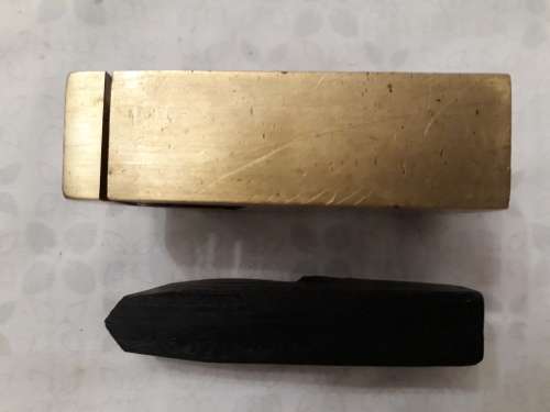 Very rare, antique brass bull nose plane, Ebony wedge