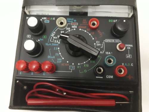 Vintage unused analog Multimeter capacitor/transistor tester