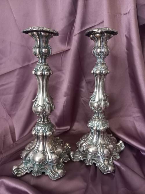 Exquisite antique set of Silver candle holders