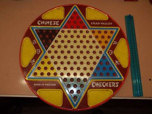 Made In England Checkers Tin Board. (please view photo`s for condition)
