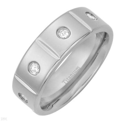 Terrific Brand New Gentlemens Band Ring With Cubic zirconia Beautifully Designed in Titanium.Size 10