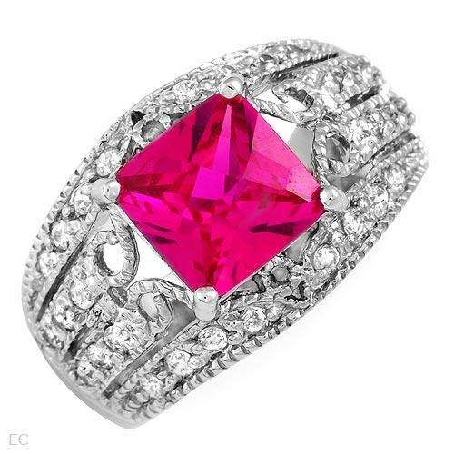 Charming Brand New Ring With 4.60ctw Created Sapphire and Cubic zirconia Beautifully Designed in 925