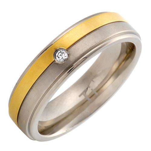 Charming Brand New Gentlemens Band Ring With Cubic zirconia Made of 14K/Ti Gold plated Titanium 10
