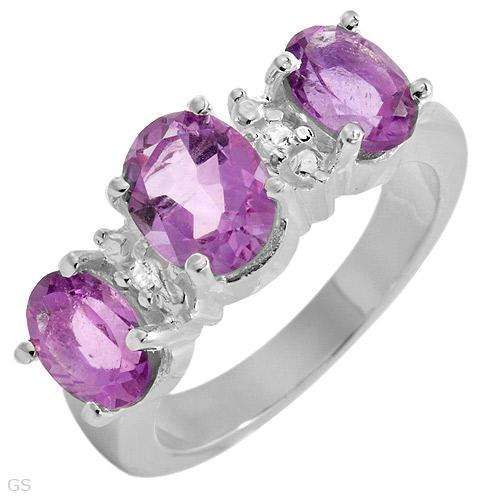 *R2200.00* Wonderful Brand New Three-stone Plus Ring With 2.55ctw Precious Stones - Genuine Amethyst