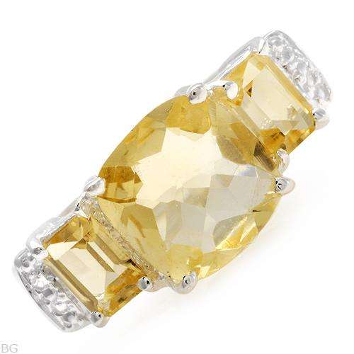 Charming Brand New Three-stone Ring With 4.30ctw Genuine Citrines Made in 925 Sterling silver Size 8