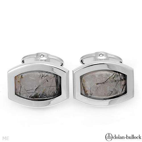 DOLAN BULLOCK Nice Brand New Cuff Links With 19.45ctw Genuine Rutilated Quartz Beautifully Designed.