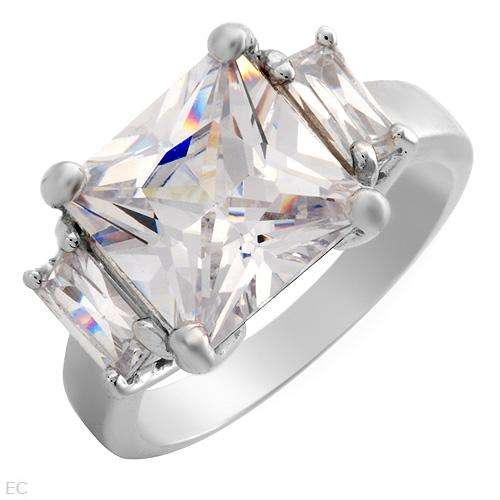 Dazzling Brand New Three-stone Ring With 9.35ctw Cubic zirconia Made of 925 Sterling silver.Size 7