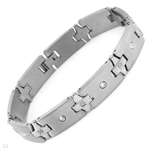 EDFORCE Nice Brand New Gentlemens Bracelet With Genuine Crystals Beautifully Crafted in Stainless st