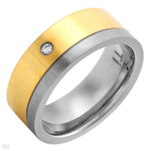 **R1850** Attractive Brand New Gentlemens Band Ring With Cubic zirconia Made in 14K/Ti Size 9.