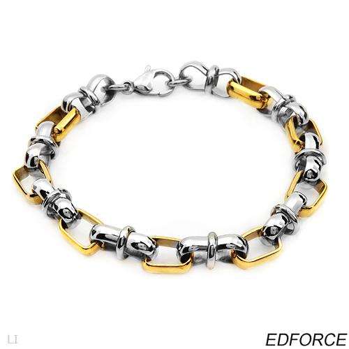 EDFORCE Irresistible Brand New Bracelet in 14K/StSl Gold Plated Stainless Steel.