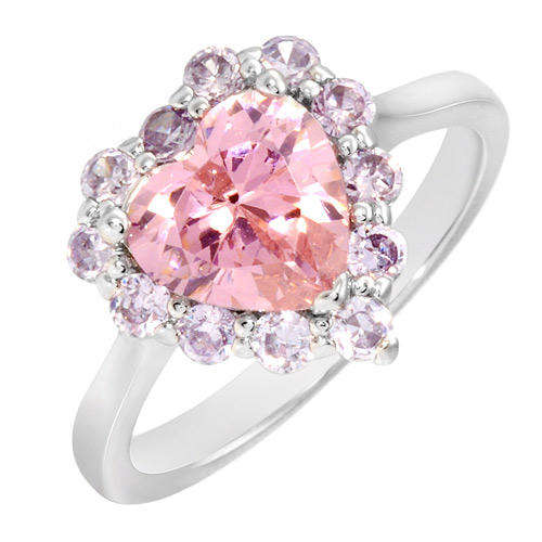 **R1950** Majestic Brand New Heart Ring With 5.00ctw Cubic zirconia, Sterling Silver Size 7.