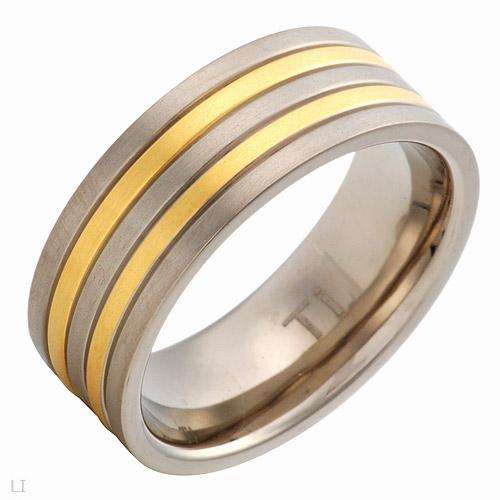Attractive Brand New Gentlemens Band Ring Well Made in 14K/Ti Gold plated Titanium- Size 9