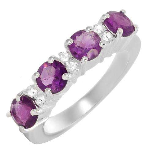 Superb Brand New Ring With 2.04ctw Precious Stones - Genuine Amethysts and Topazes Crafted in 925 7.