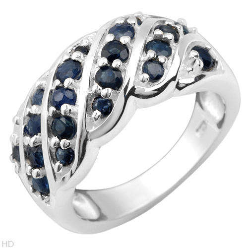 **R2800** Nice Brand New Ring With 1.42ctw Genuine Sapphires Made in 925 Sterling silver Size 7.