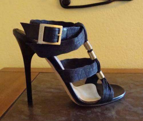 $895 JIMMY CHOO Shoe Heel SERENA Black 37.5