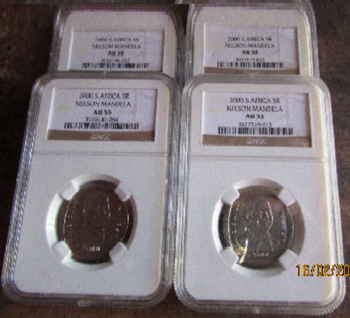 @@@The 2000 Mandela set of 4 AU NGC graded R5 Coins@@ got yours yet dont lose out. Bid per coin.