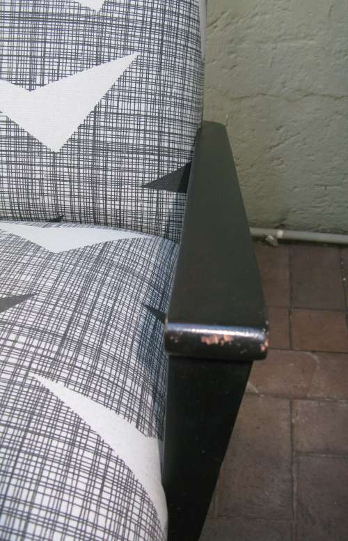 Pair Retro Armchairs in Skinnylaminc Fabric