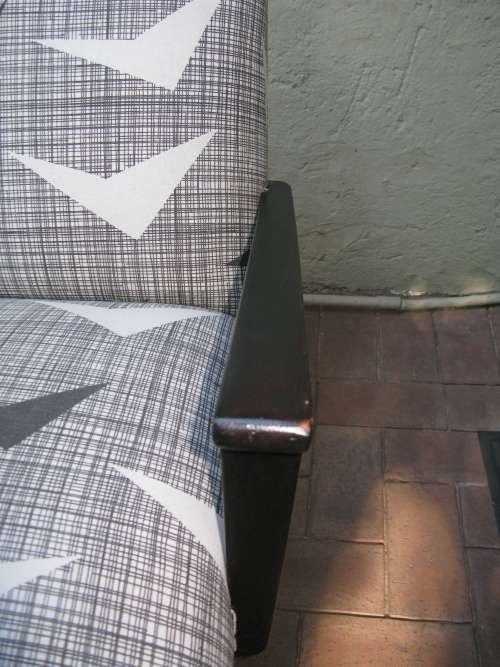 Pair Retro Armchairs in Skinnylaminc Fabric