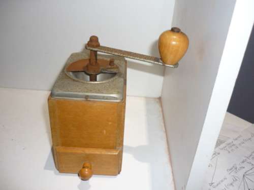 VINTAGE COFFEE GRINDER-BEECHWOOD AND STEEL-MADE IN WESTERN GERMANY