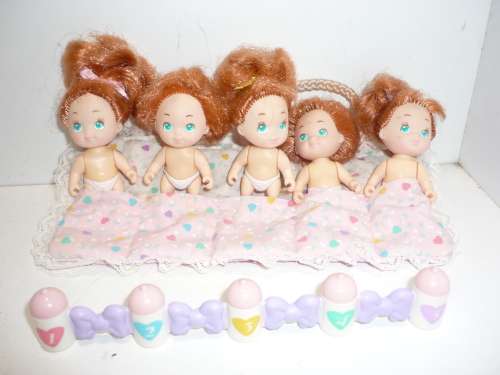 VINTAGE QUINTS 5 TINY BABY DOLLS SET- 1989 BY TYCO-VERY RARE