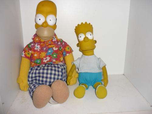 HOMER AND BART DOLLS-HOMER -43CM TAL,BART-27CM TALL-PLASTIC AND PLUSH