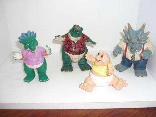 4 X DINOSAURS-HARD RUBBER FIGURINES FROM THE TV SERIES-1990'S