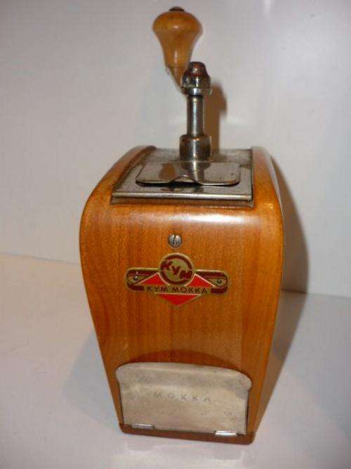 VINTAGE COFFEE GRINDER-KYM-MADE IN WESTERN GERMANY-METAL AND WOOD