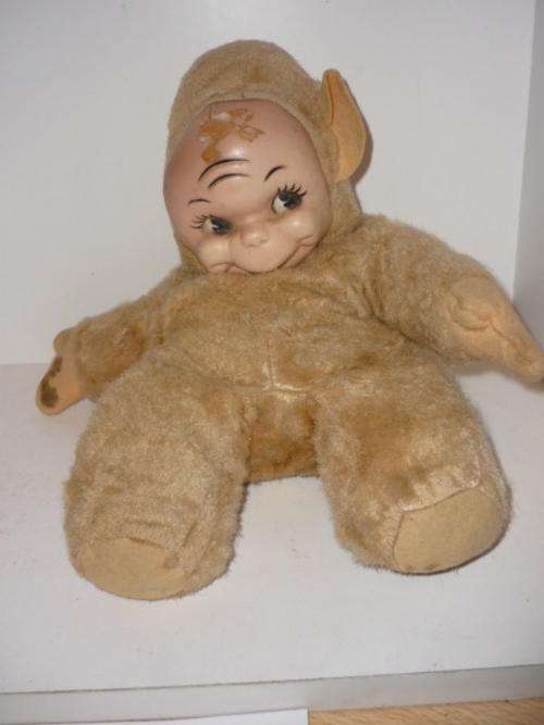 VINTAGE DOLL-STUFFED AND PAPIERMACHE FACE-30CM TALL