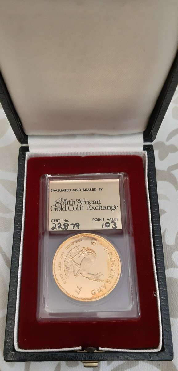 1977 -1 Oz GOLD KRUGGERRAND IN CASE- SAGCE CERTIFIED