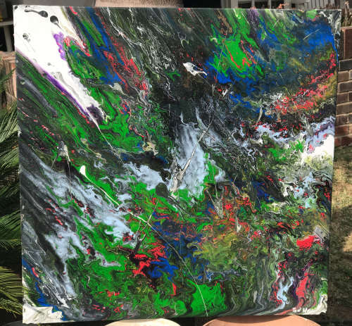 Acrylic painting Nr.3A/21 abstract canvas, 100-100 cm, signed, Expression Ganymede